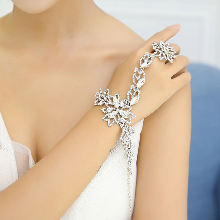 Korean Rhinestone Hand Ring Instep Chain Wedding Photography Dress Accessories