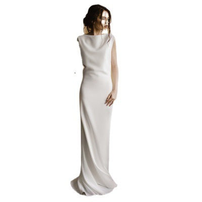 Light Wedding Dress, Satin,Slim And Thin,  Bridal Halter Evening Dress