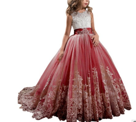 Europe and the United States new children's clothing children's lace wedding dress skirt pettiskirt princess dress flower girl dress girls birthday piano