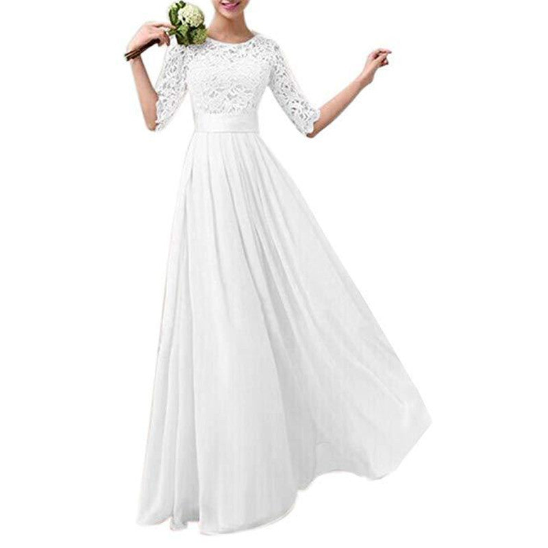 Banquet Evening Dress Five-point Sleeve Lace Chiffon Wedding