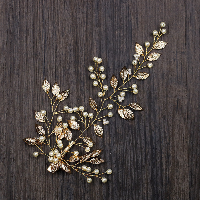 Golden Leaf Hairpin Hair Accessories New Wedding Dress Bridal Headdress