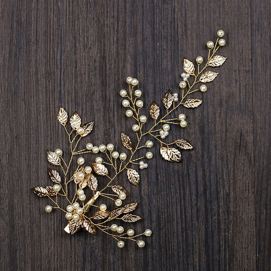 Golden Leaf Hairpin Hair Accessories New Wedding Dress Bridal Headdress