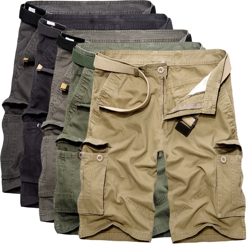 Plus Size Five Point Cargo Shorts Men's Multi Pocket Middle Pants