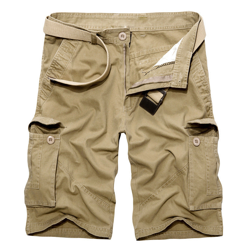 Plus Size Five Point Cargo Shorts Men's Multi Pocket Middle Pants