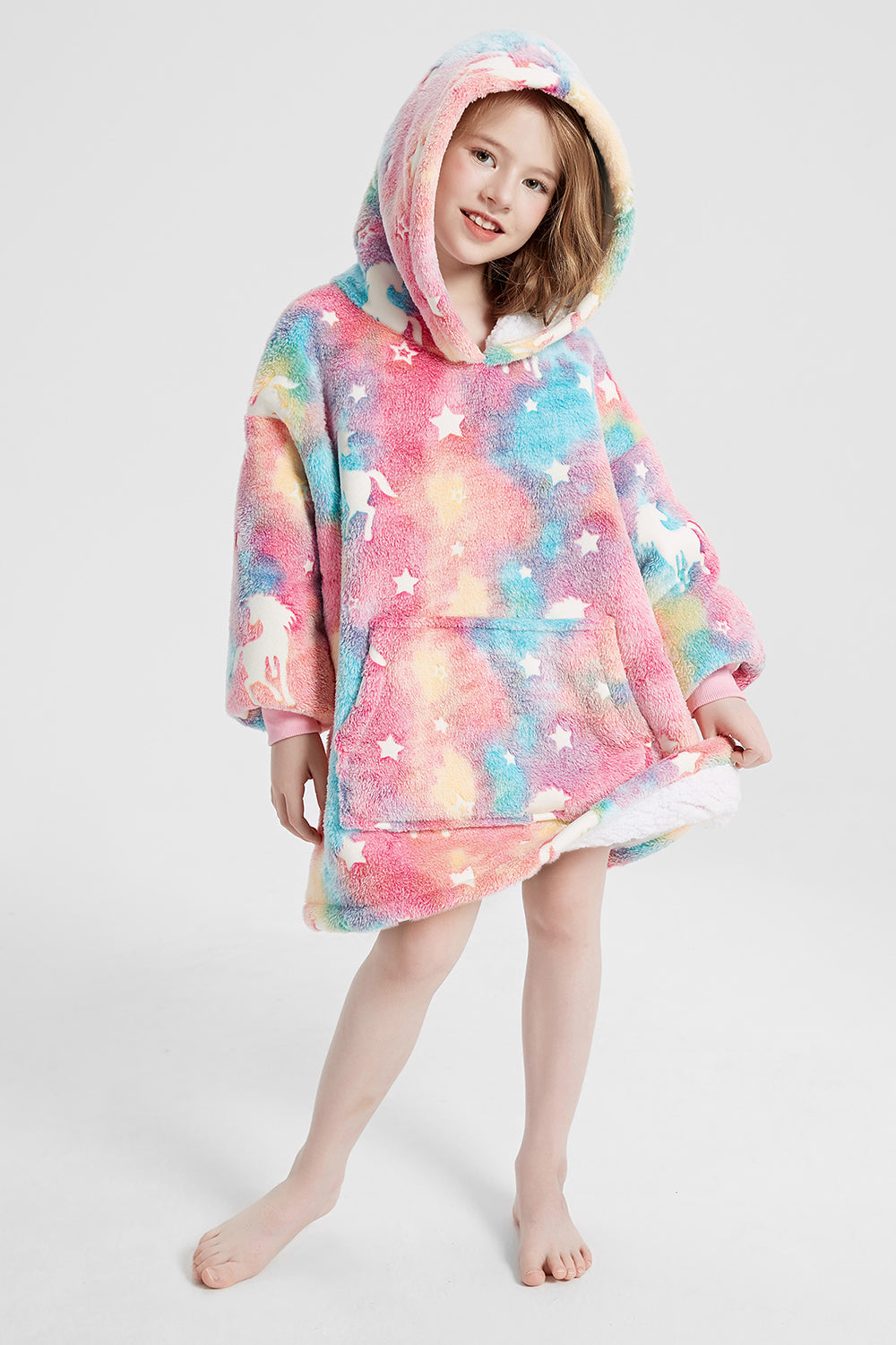 Luminous Pattern Oversize Long Sleeve Fuzzy Hoodie