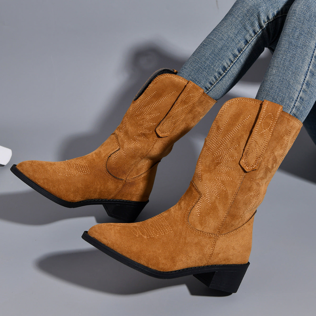 Point Toe Block Heel Boots