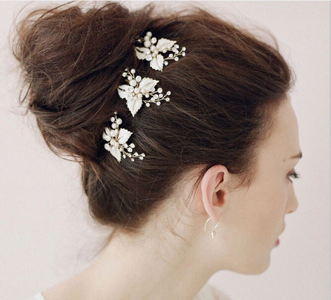 European style exquisite handmade jewelry bride bride wedding dress headdress hairpin leaves wedding jewelry accessories