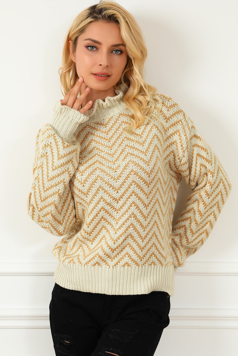 Mock Neck Drop Shoulder Sweater