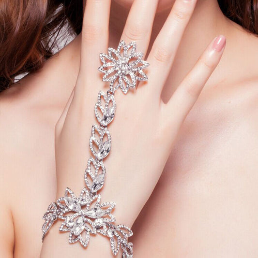 Korean Rhinestone Hand Ring Instep Chain Wedding Photography Dress Accessories