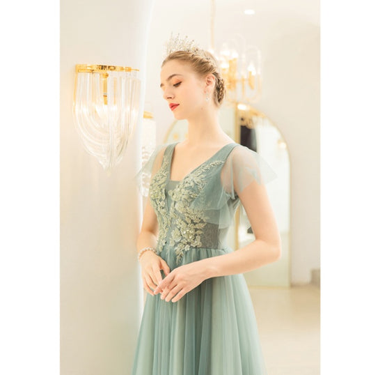 New Light Green Bridal Wedding Toast Dress