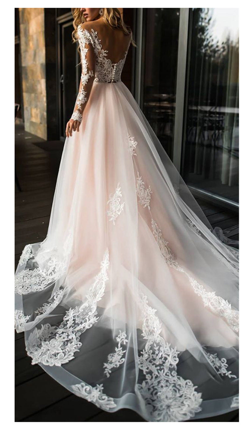 Long Sleeve Lace Slim Small Trailing Wedding Dress