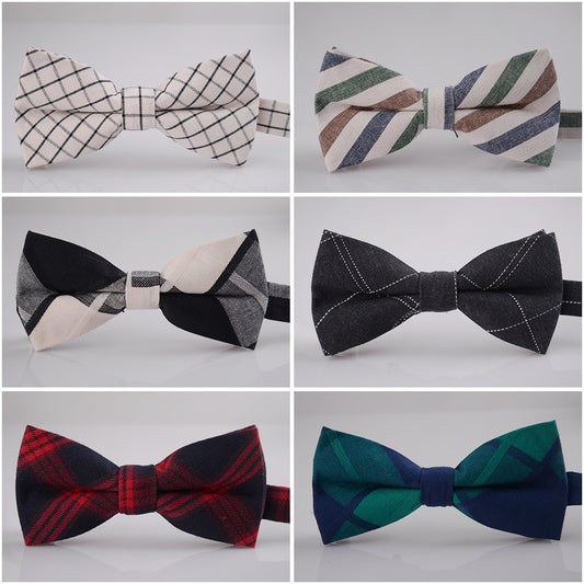 Trendy Men's Wedding Groom Suit Formal Dress Accessories Best Man British Fashion Boxer Bow Cotton Tie