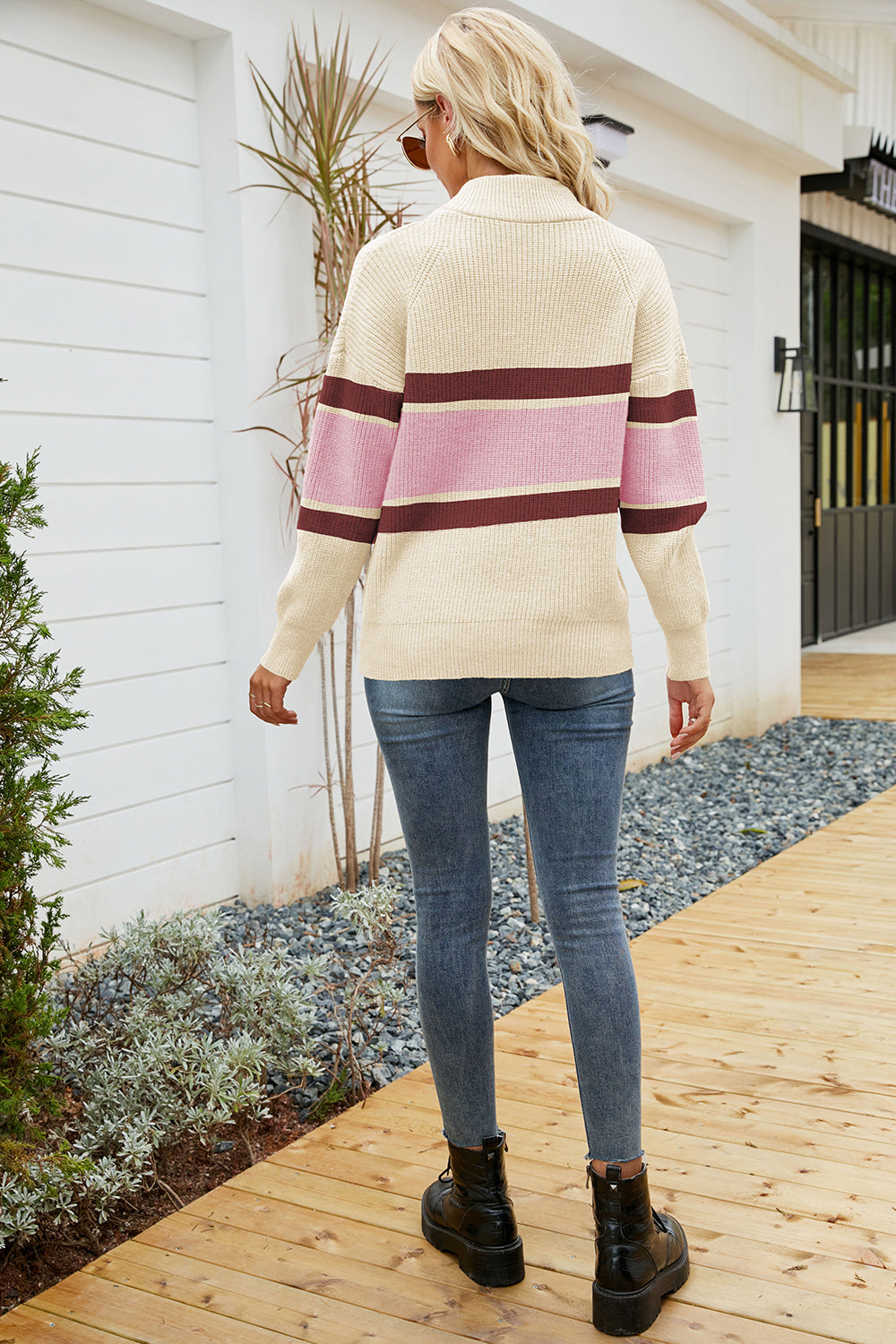 Quarter-Zip Collared Neck Sweater