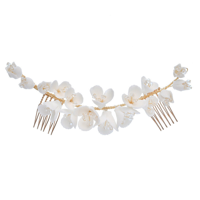 Ceramic Comb Earrings Combination Suit Wedding Dress Hair Accessories