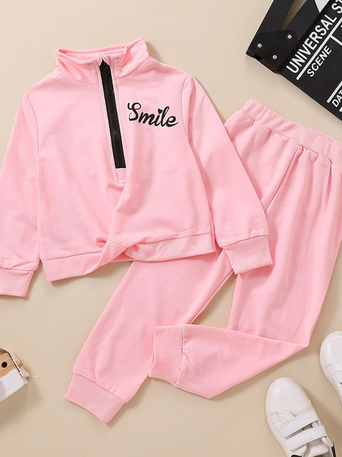 Kids SMILE Half Zip Sweatshirt and Joggers Set