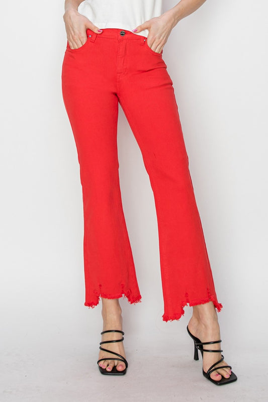 RISEN Full Size Mid Rise Step Hem Cropped Pants