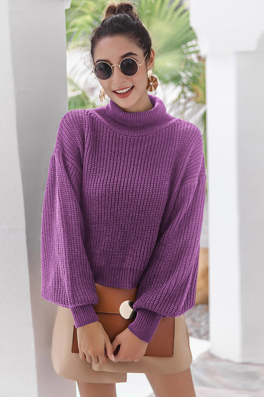 Turtleneck Lantern Sleeve Sweater