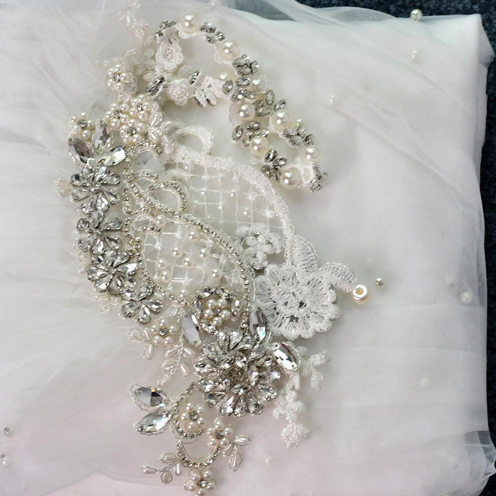 Wedding Dress Pearl Rhinestone Luxurious Temperament Trailing Shawl