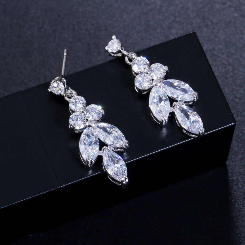 Korean Fashion And Generous Bride Wedding Dress Accessories High-grade AAA Zircon Four-piece Set