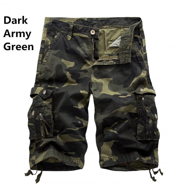 Men's Cotton Loose Casual Five Point Camo Multi Pocket Cargo Shorts