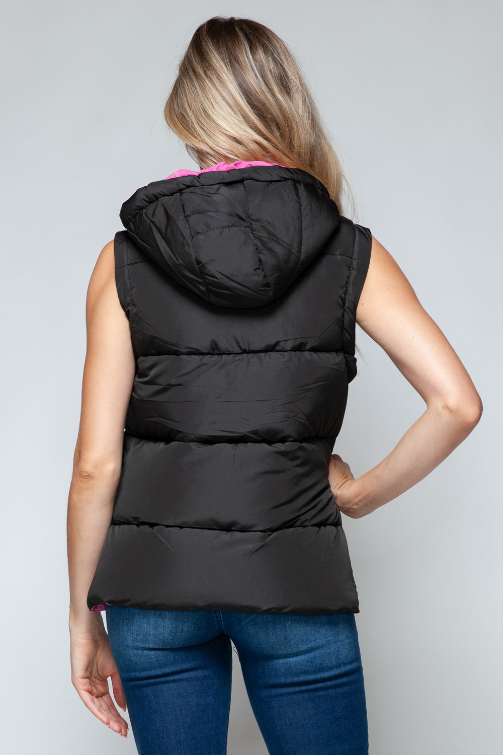 Snobbish Snap and Zip Closure Hooded Vest