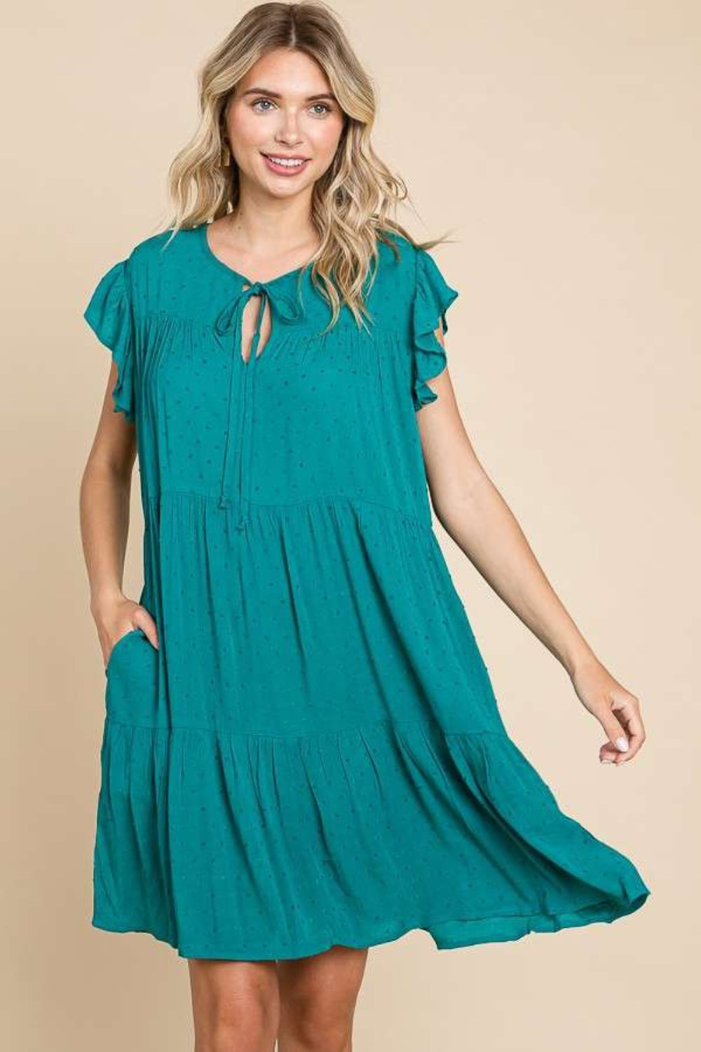 Culture Code Ruffle Cap Sleeve Tiered Dress