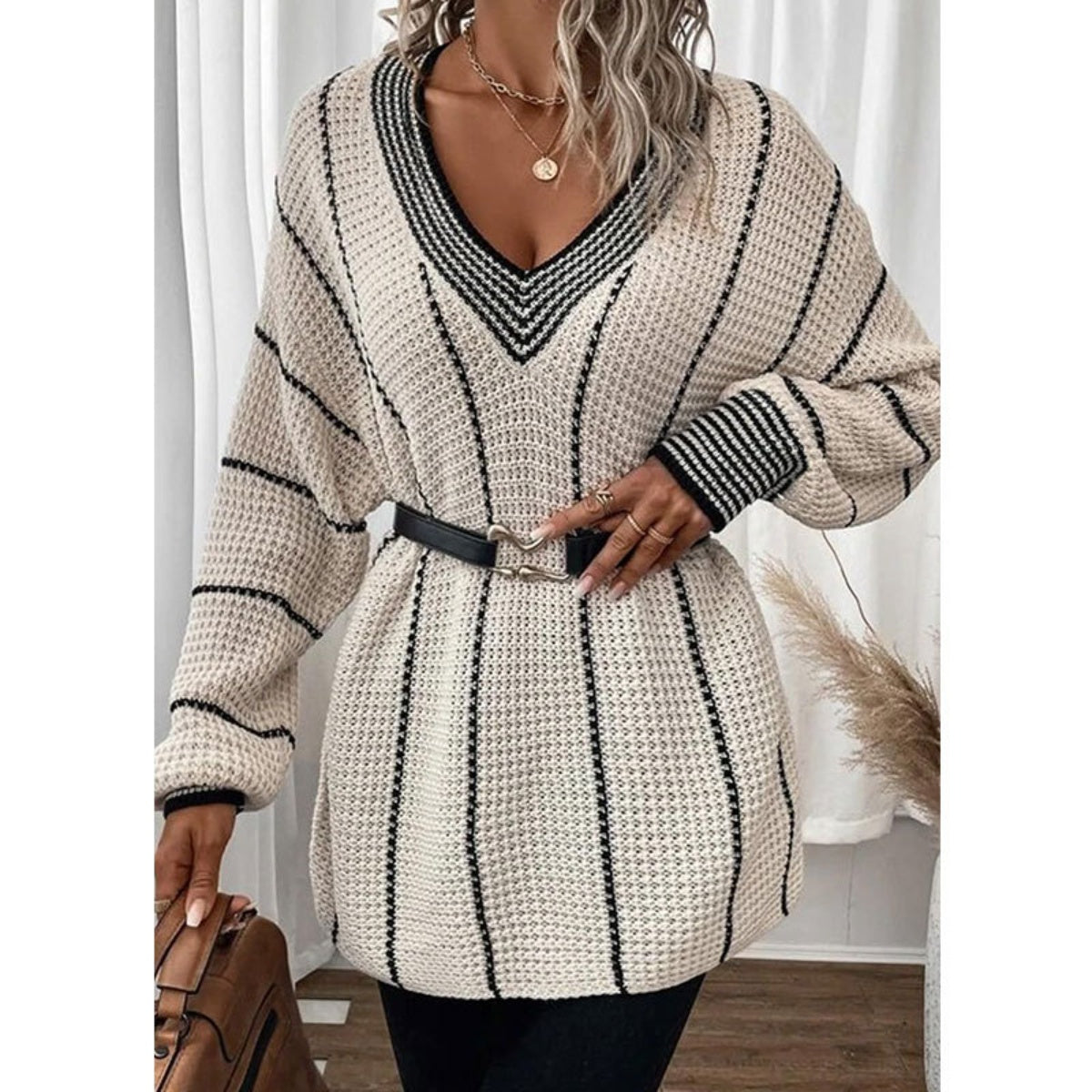 Striped V-Neck Sweater