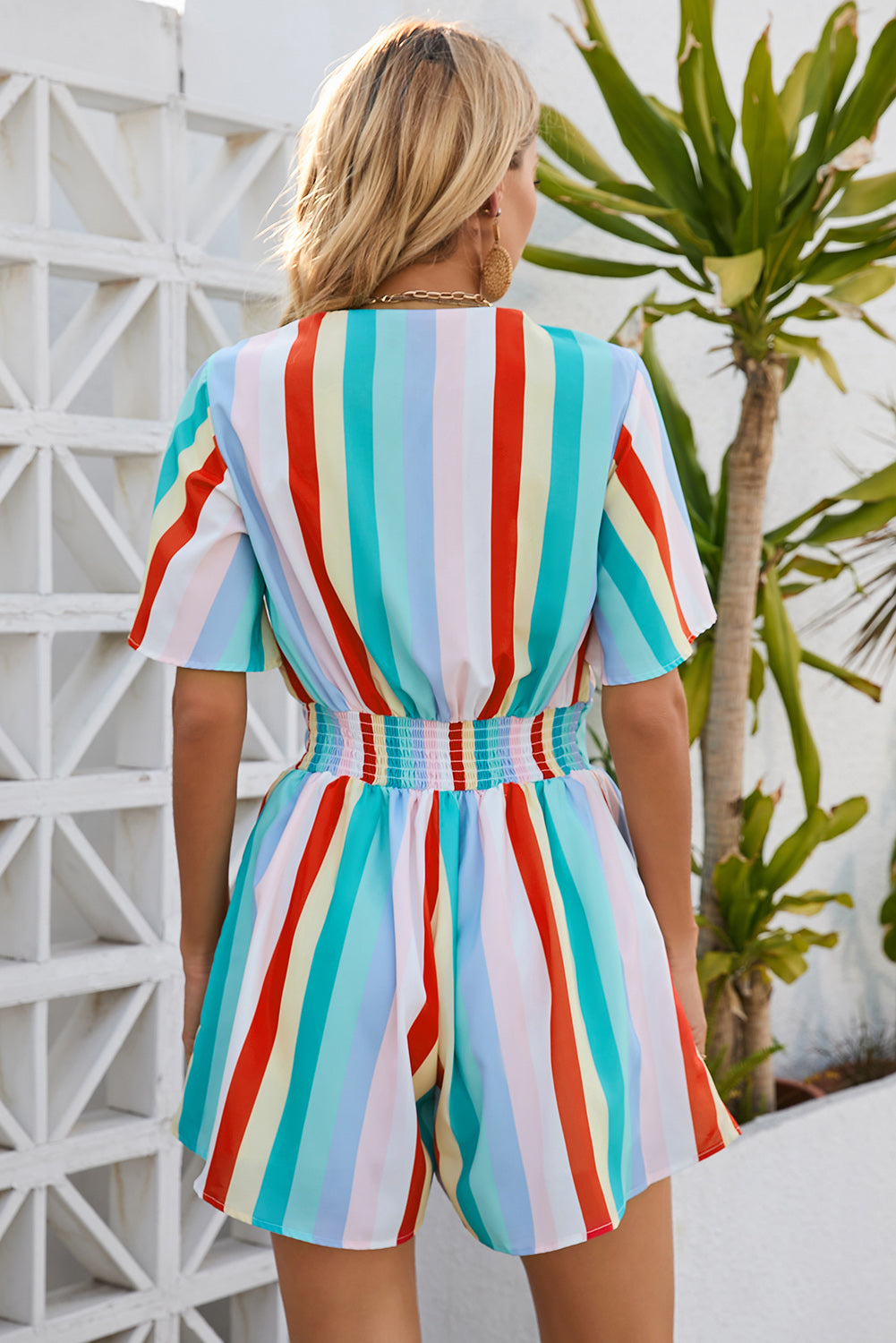 Striped Tie Front Romper