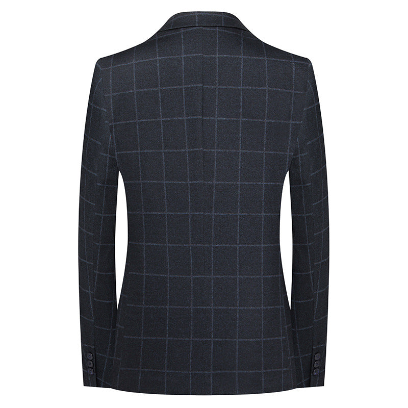 Plaid Men's Two-piece Wedding Dress Wool Small Suit