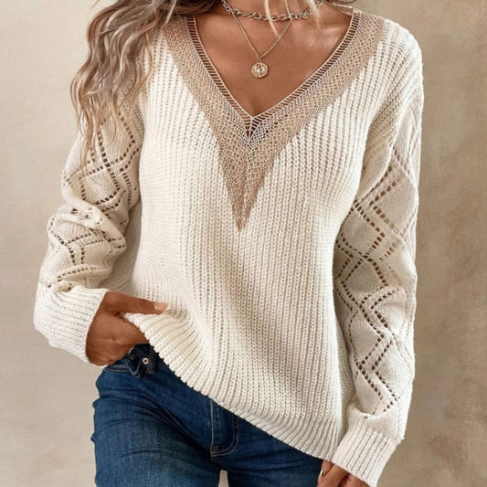 Contrast V-Neck Sweater