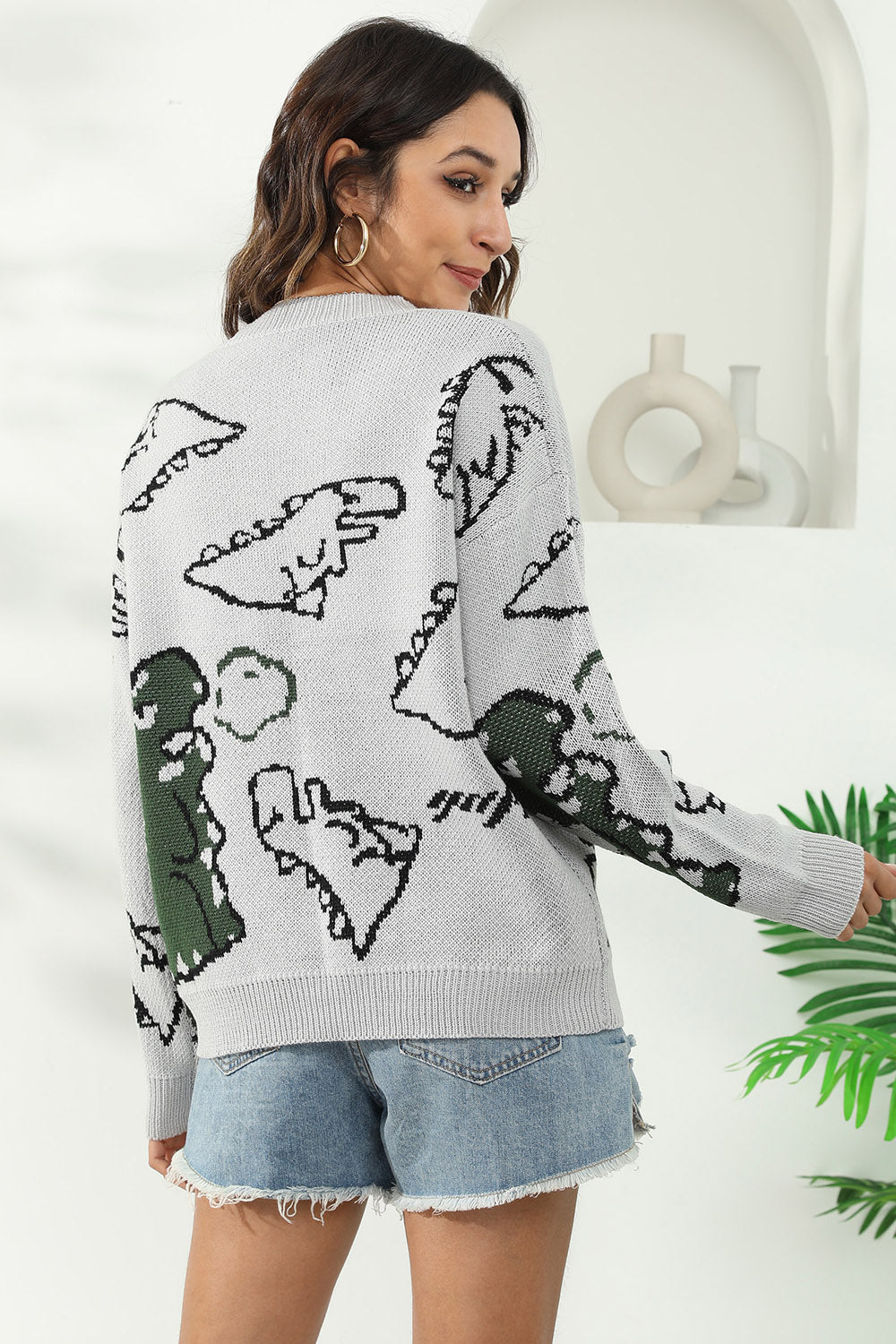 Dinosaur Print Pullover Sweater