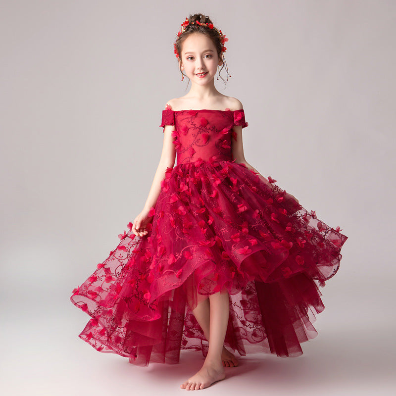 Children's Fluffy Yarn Catwalk Wedding Show Princess Dress