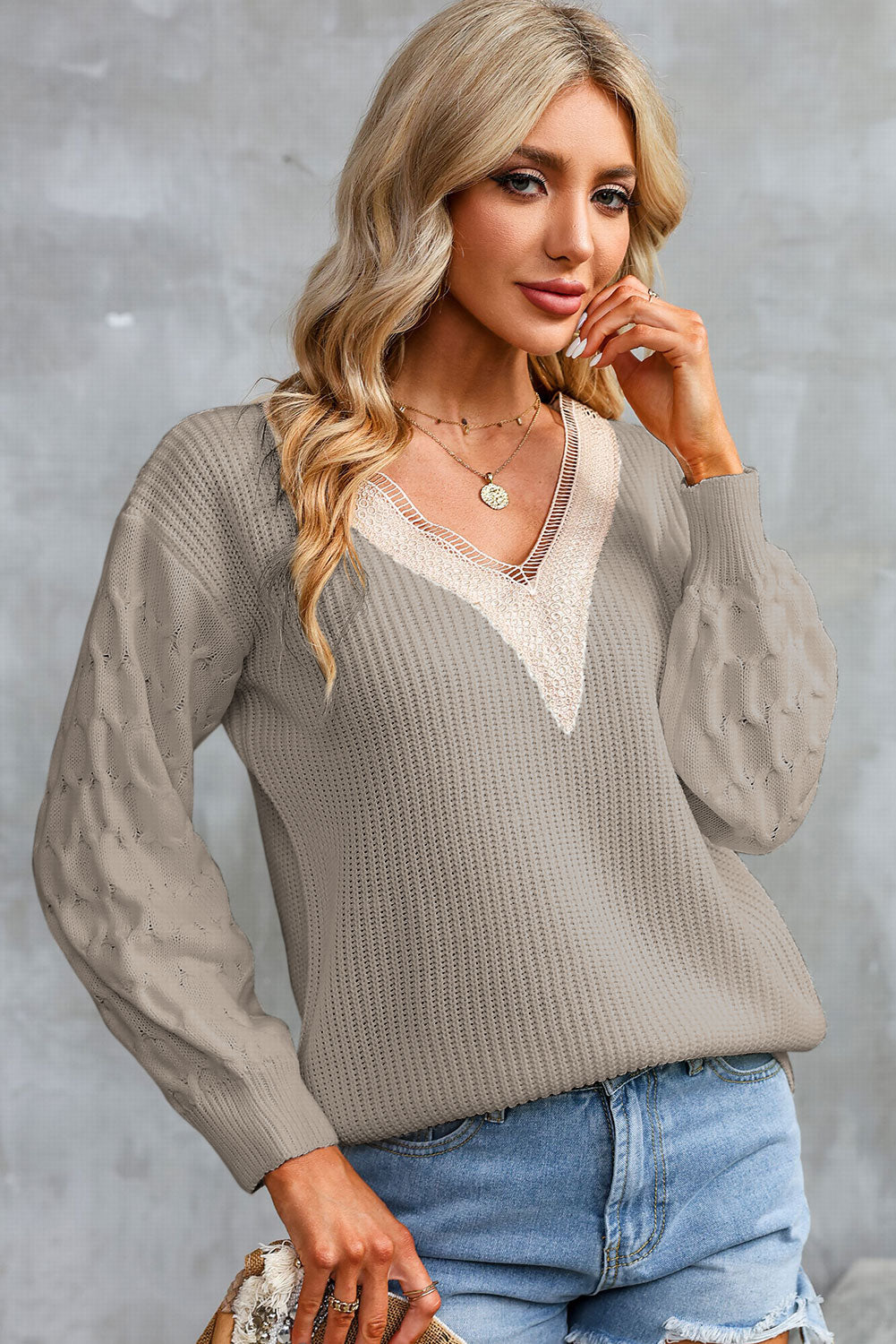 Contrast V-Neck Sweater