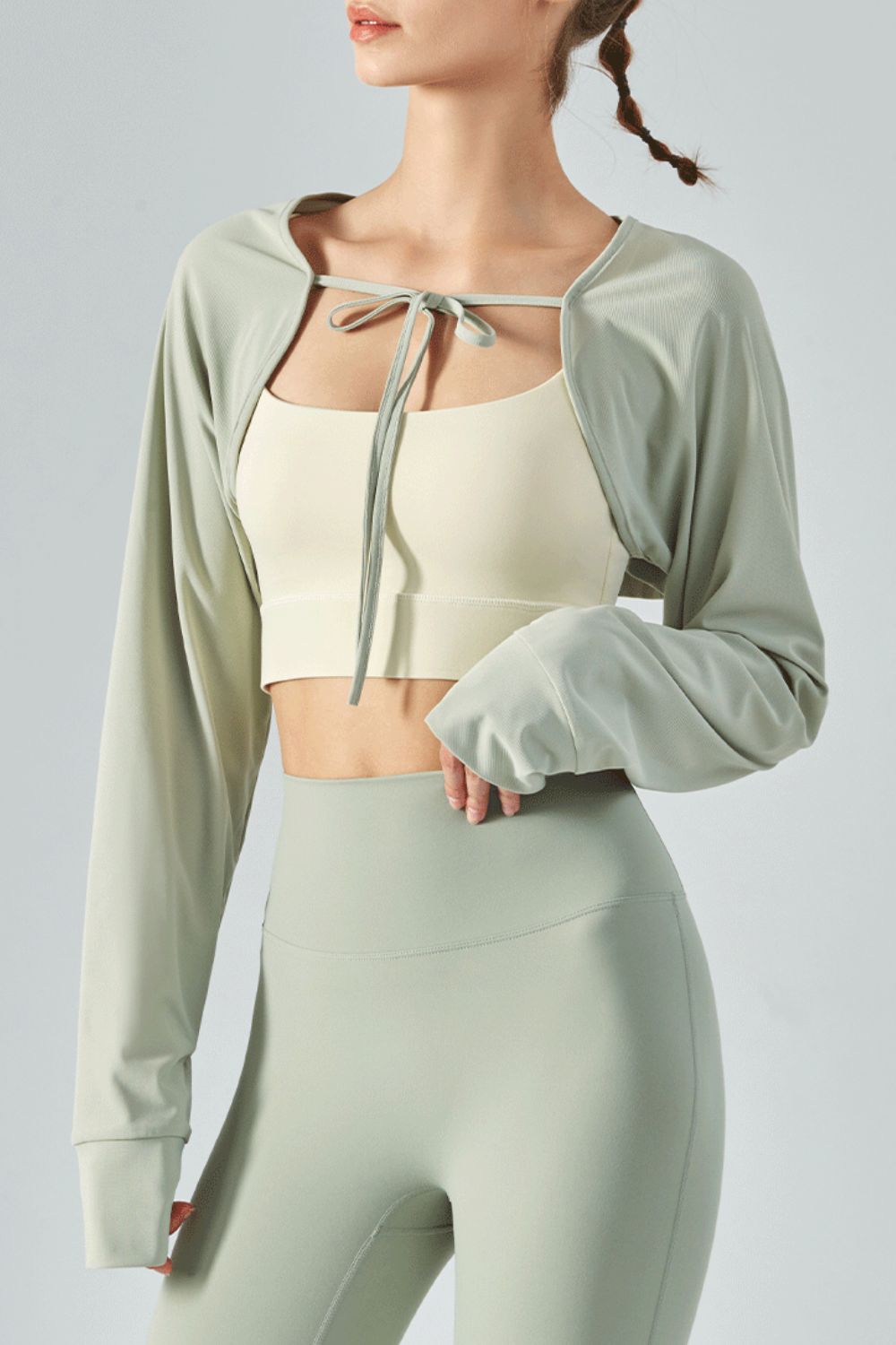 Tie Front Long Sleeve Sports Bolero