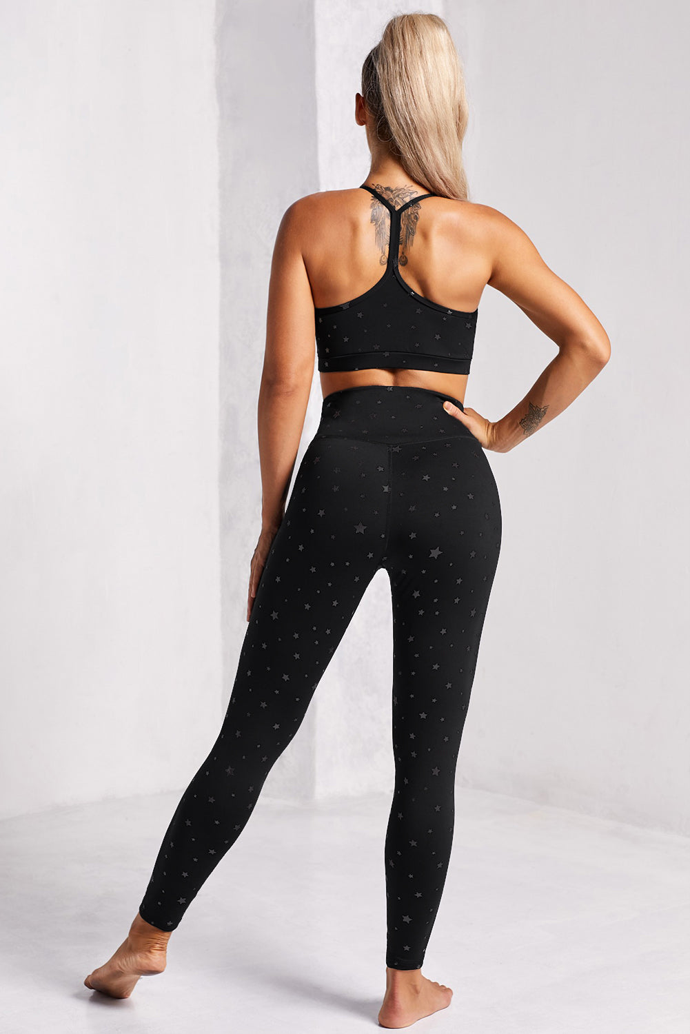 Star Print Sports Bra and Leggings Set