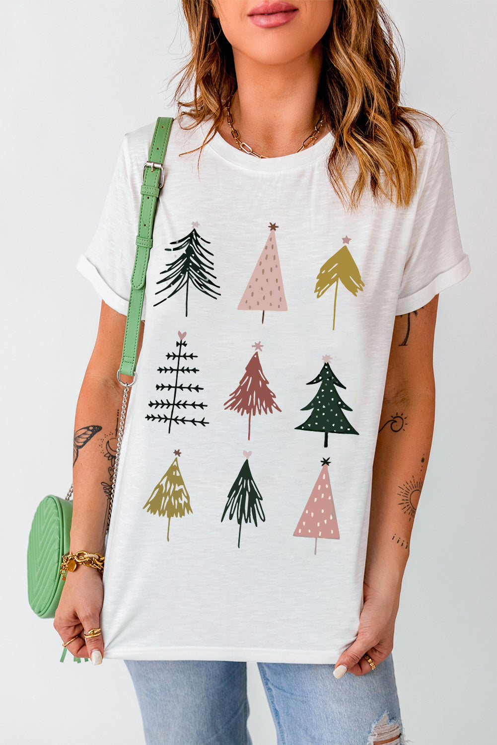 Chrismas Tree Graphic Short Sleeve T-Shirt