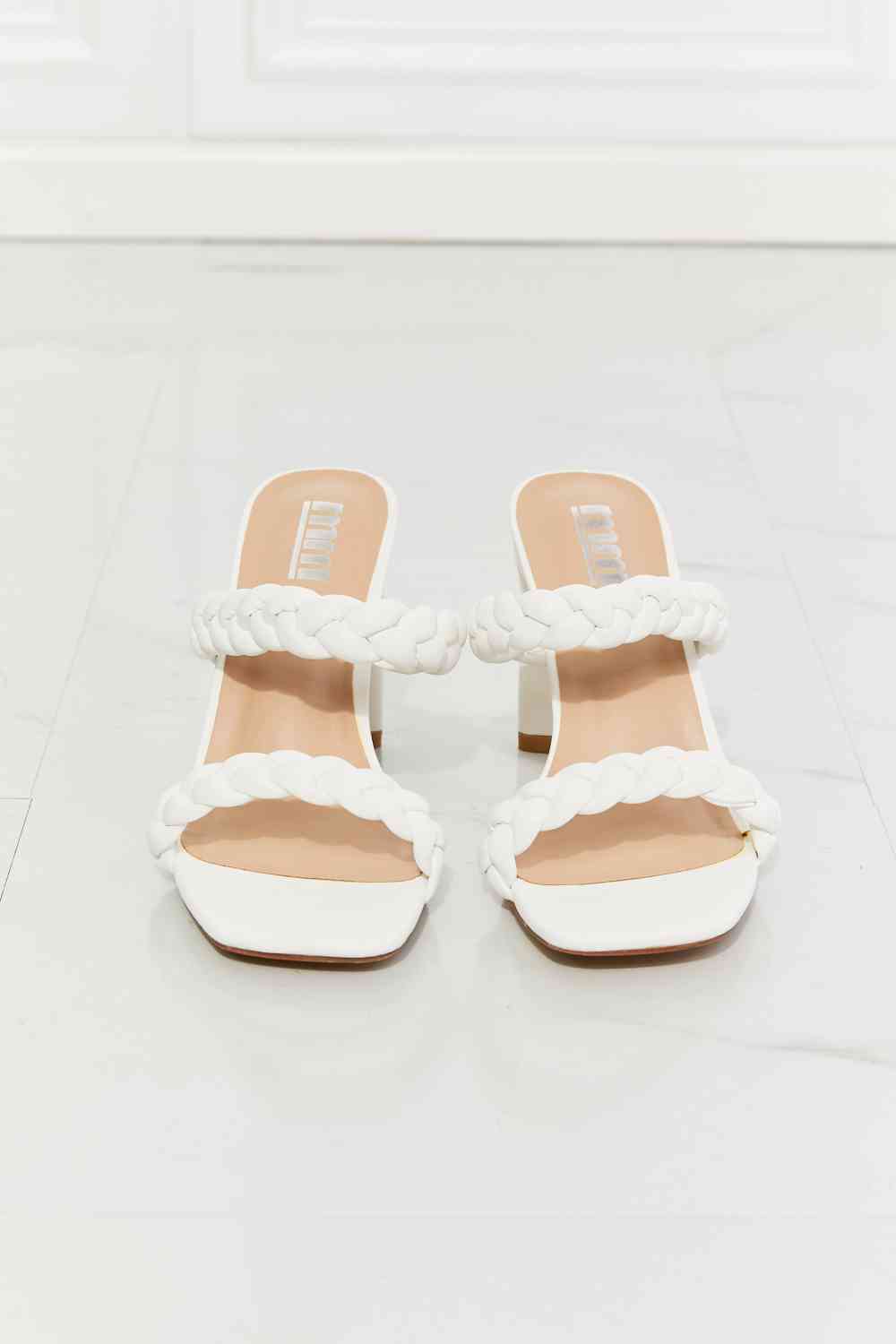 MMShoes In Love Double Braided Block Heel Sandal in White