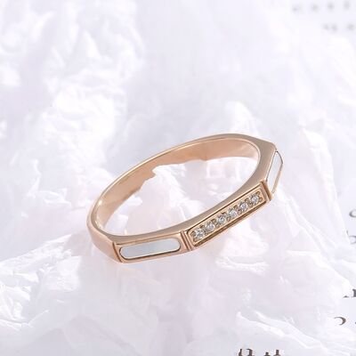 Stainless Steel Inlaid Zircon Ring