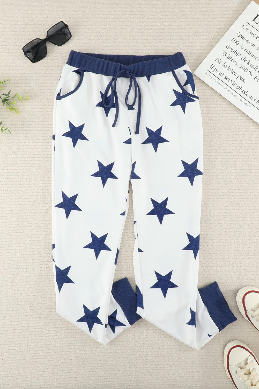 Star Print Drawstring Detail Joggers