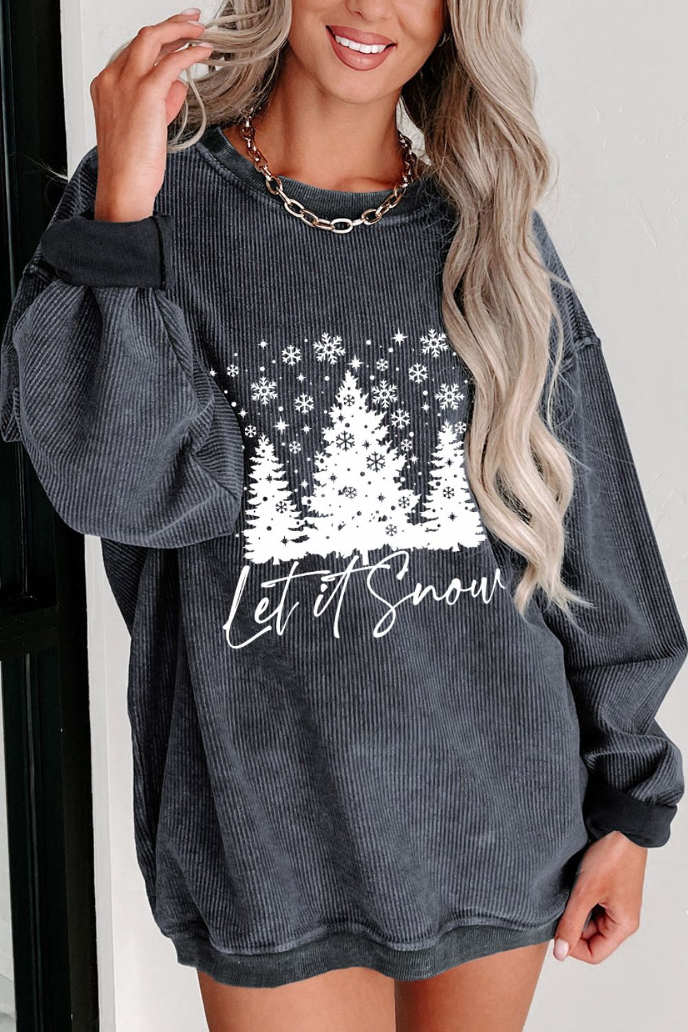 Christmas Tree Graphic Dropped Shoulder Sweatshirt