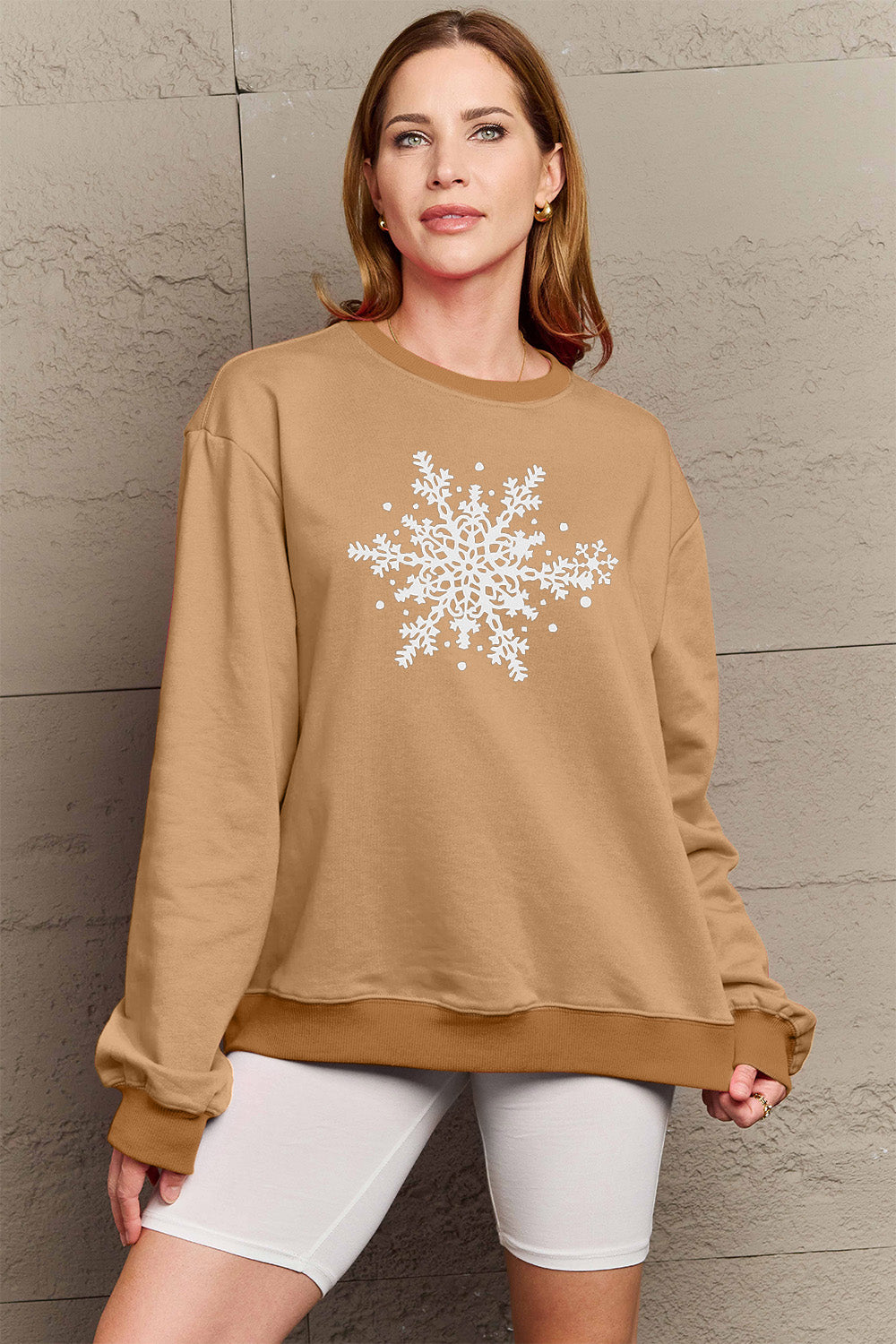 Simply Love Full Size Snowflake Graphic Sweatshirt