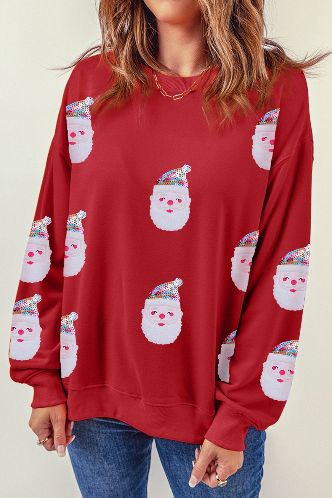 Sequin Santa Long Sleeve Sweatshirt