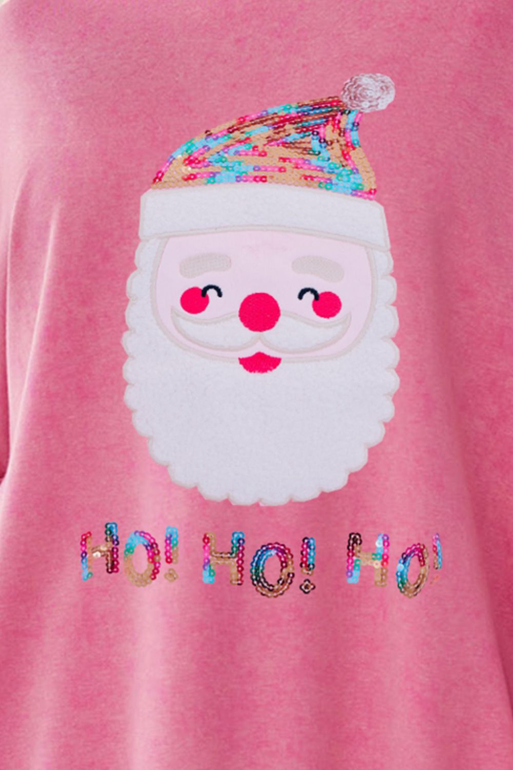 Plus Size Santa Claus Sequin Round Neck Sweatshirt