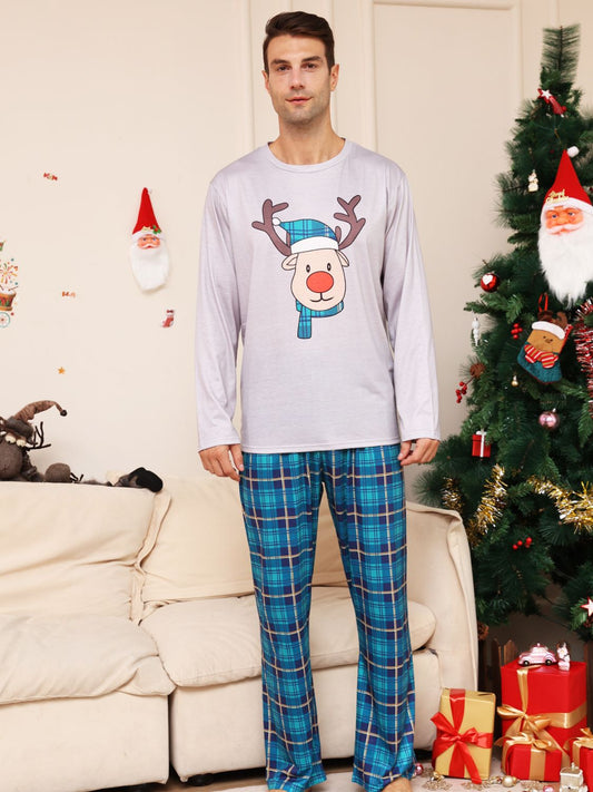 Full Size Rudolph Graphic Long Sleeve Top and Plaid Pants Set