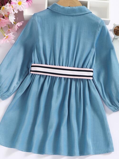 Half Button Long Sleeve Dress