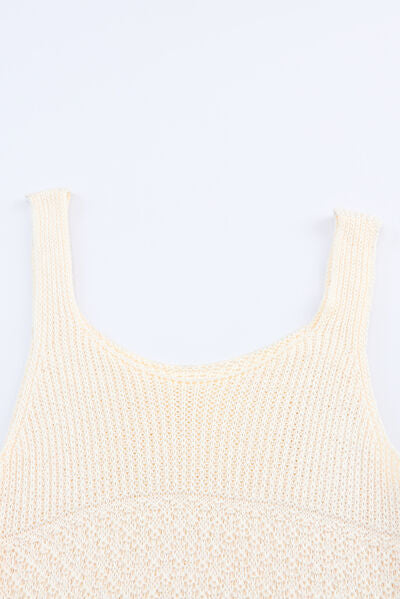 Full Size Ruffled Openwork Wide Strap Tank