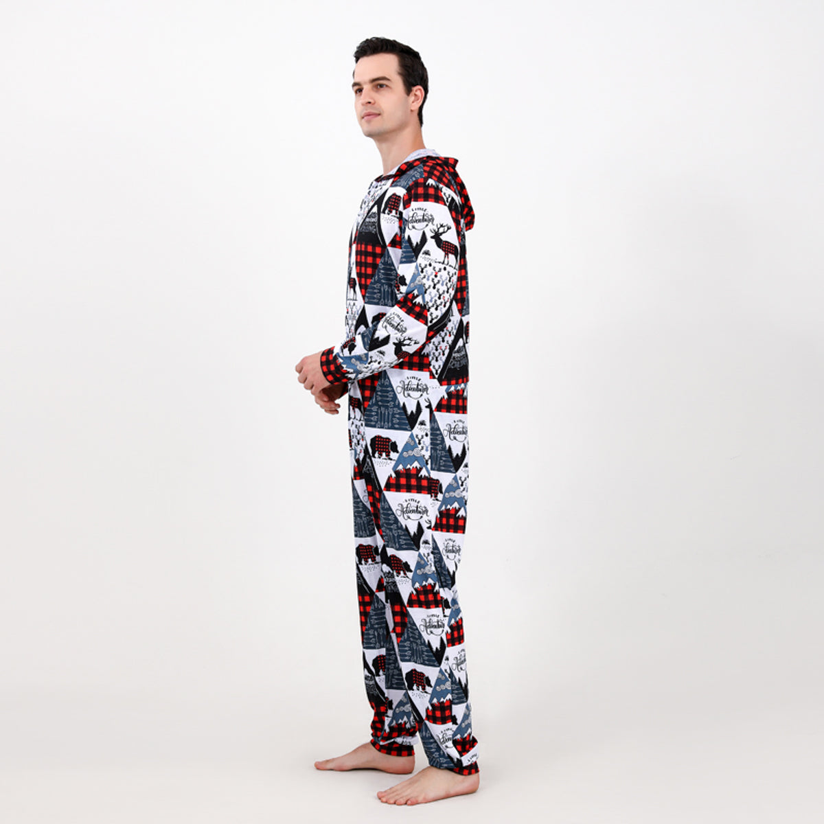 Men Printed Hooded Jumpsuit