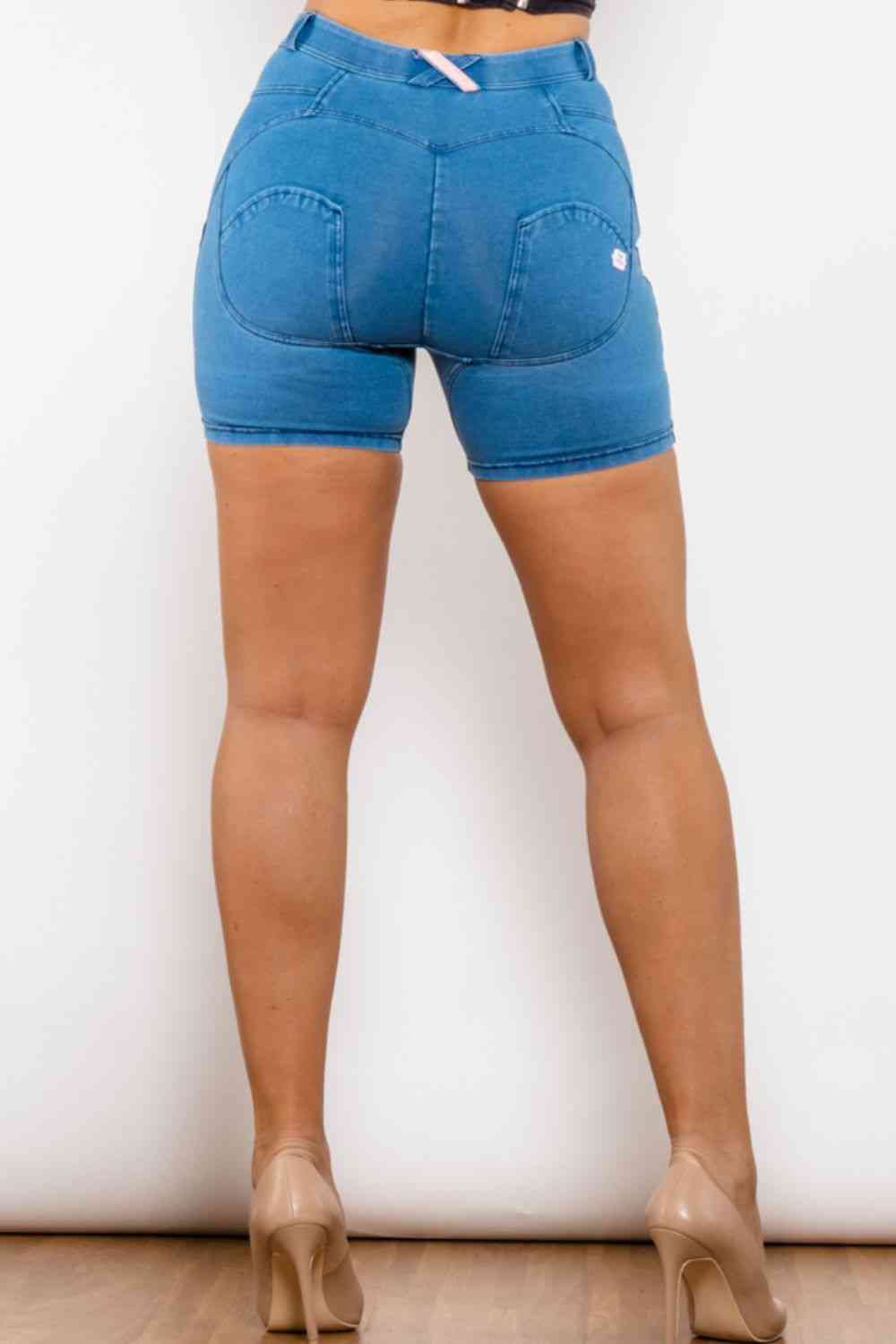 Full Size Buttoned Skinny Denim Shorts