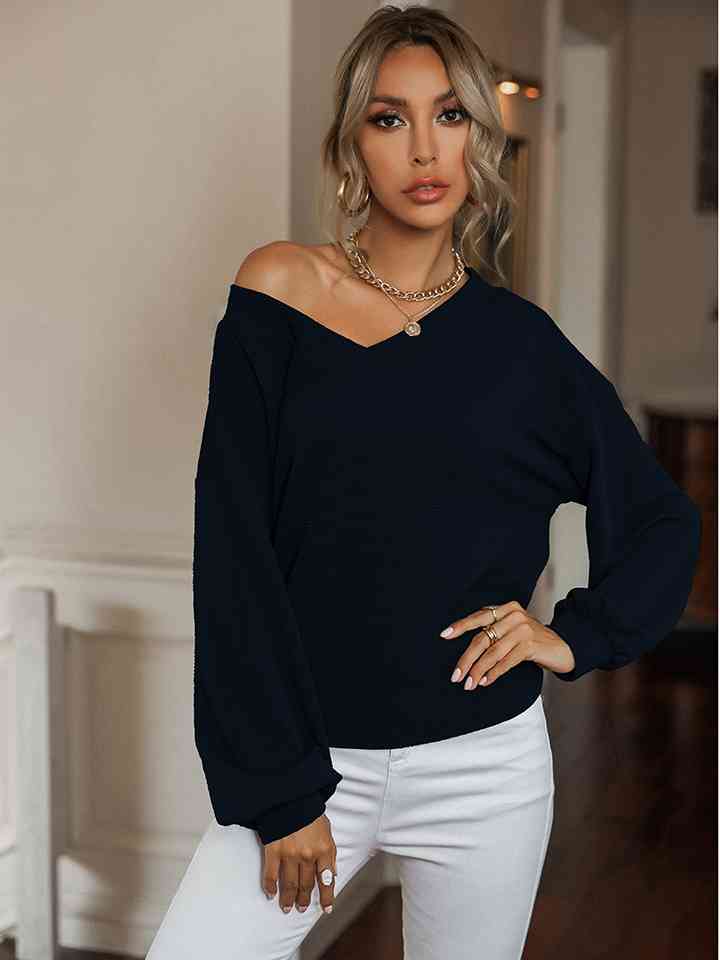 V-Neck Drop Shoulder Top