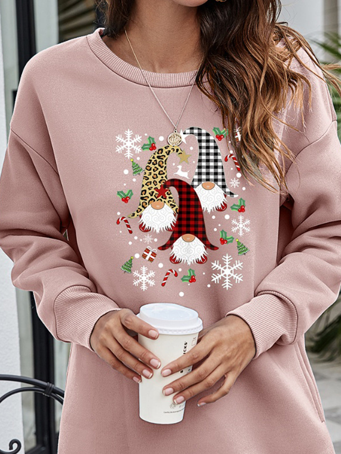 Graphic Round Neck Dropped Shoulder Sweatshirt